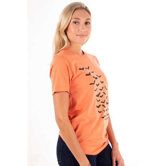 Orange Halloween Bats Spooky Graphic Tee - Small - Picture 3 of 7